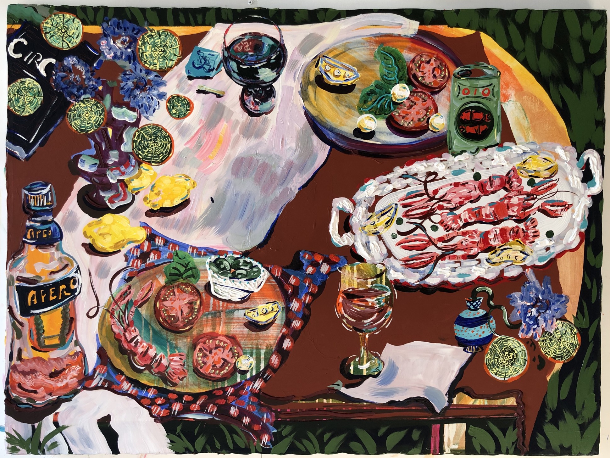 Kate Pincus-Whitney Feast in the Neon Jungle: Circe’s Table, 2020 Acrylic and Polycolor on Canvas 76 x 102 cm. / 30 x 40 in. Courtesy Fredericks & Freiser and copyright of the artist