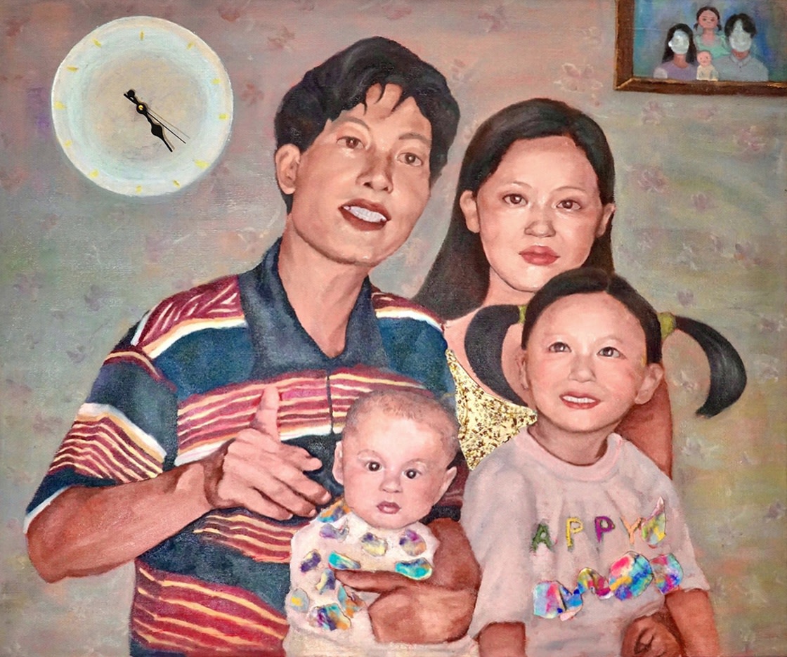 Xinan Yang She’ll Always Be Your Little Girl 97/8/20, 2020 Oil, thread, and mixed mediums on canvas 105 x 120 cm. / 41 x 47 in.