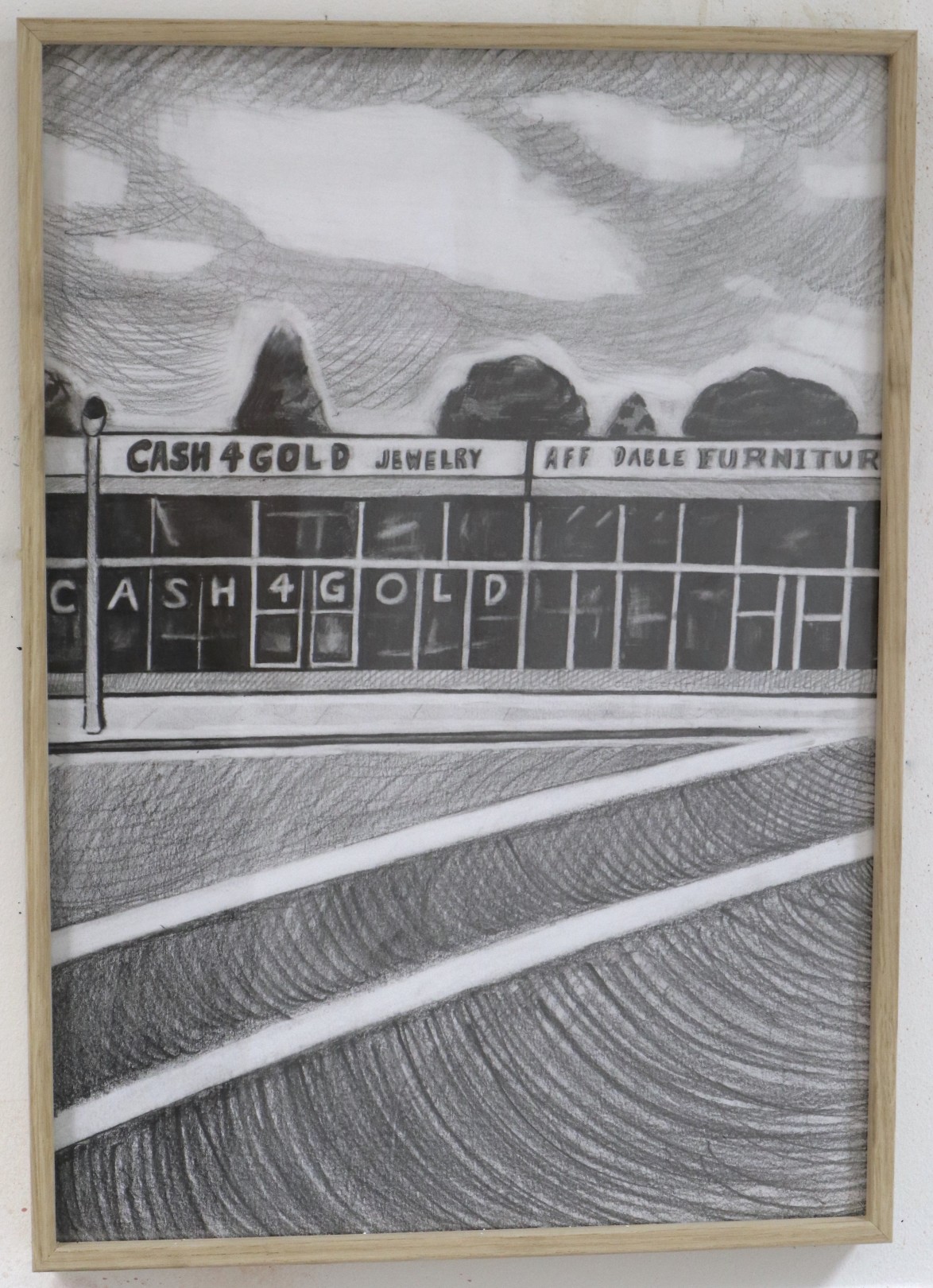 Cash 4 Gold, 2021 Graphite on paper 43 x 31 x 2.8 cm. / 17 x 12 x 1.1 in. (framed size)