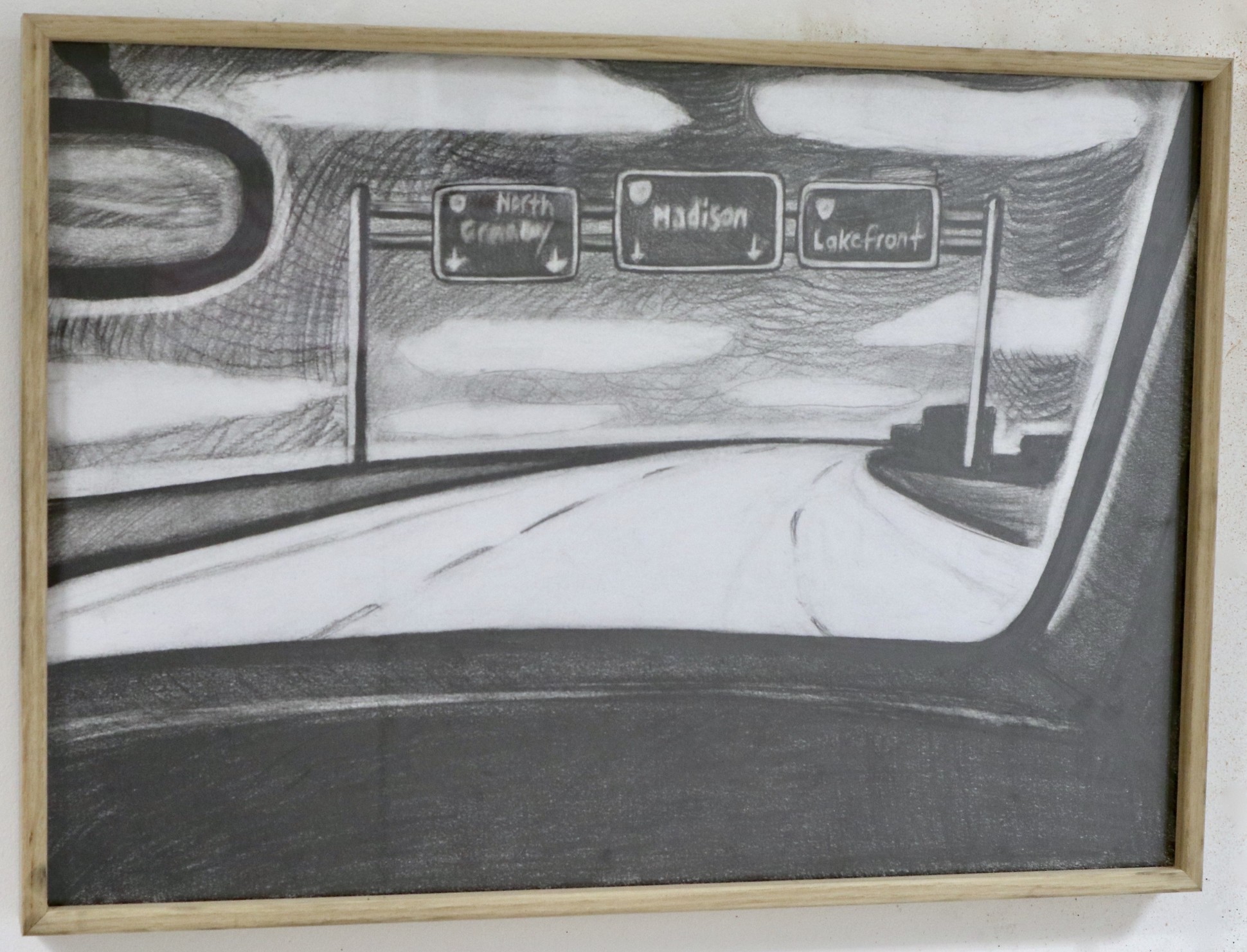 Interstate 94, 2021 Graphite on paper 31 x 43 x 2.8 cm. / 12 x 17 x 1.1 in. (framed size)