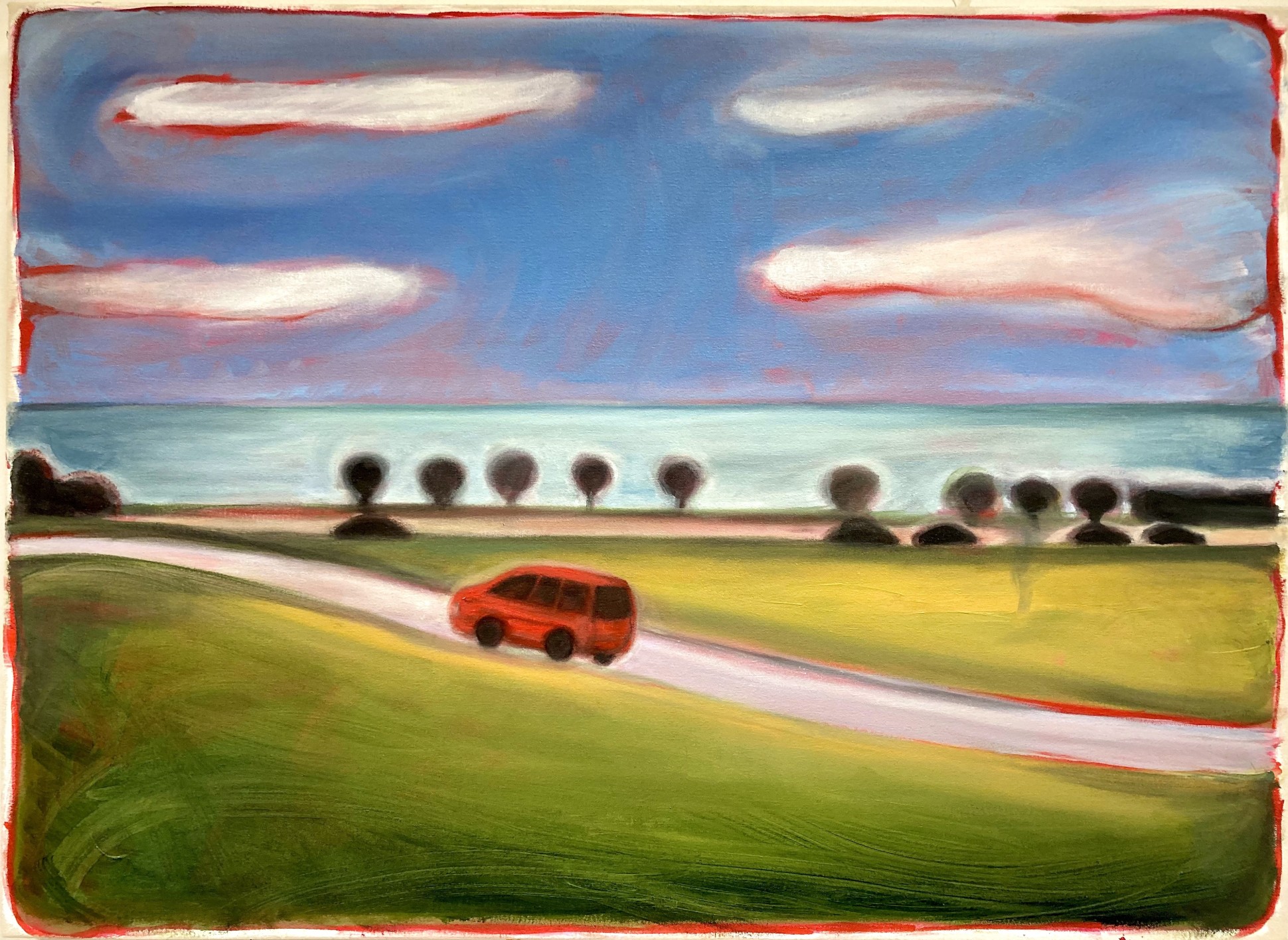 Lakefront Drive, 2021 Oil on canvas 80 x 110 x 4.5 cm. / 31 x 43 x 2 in.