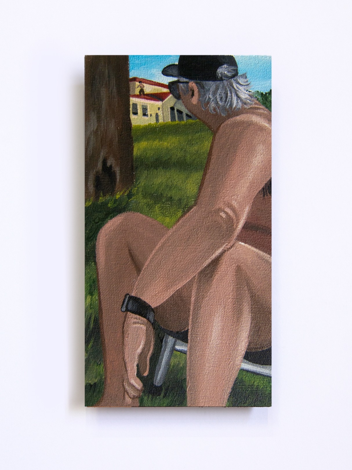 Una Persona en el Techo, 2020 Acrylic on canvas 15 x 8 cm. / 5.9 x 3.1 in.