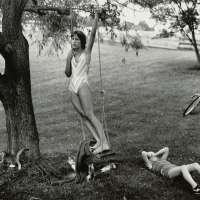 Rhonda on Swing with Kittens (At Twelve)