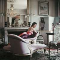 Model Chislaine de Bosisson in the Paris home of Elsa Schiaparelli