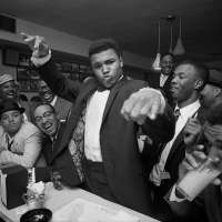 Cassius Clay (Muhammad Ali) victory party after he defeated Sonny Liston for the Heavyweight Championship, February