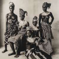 Five Dahomey Girls, Two Standing