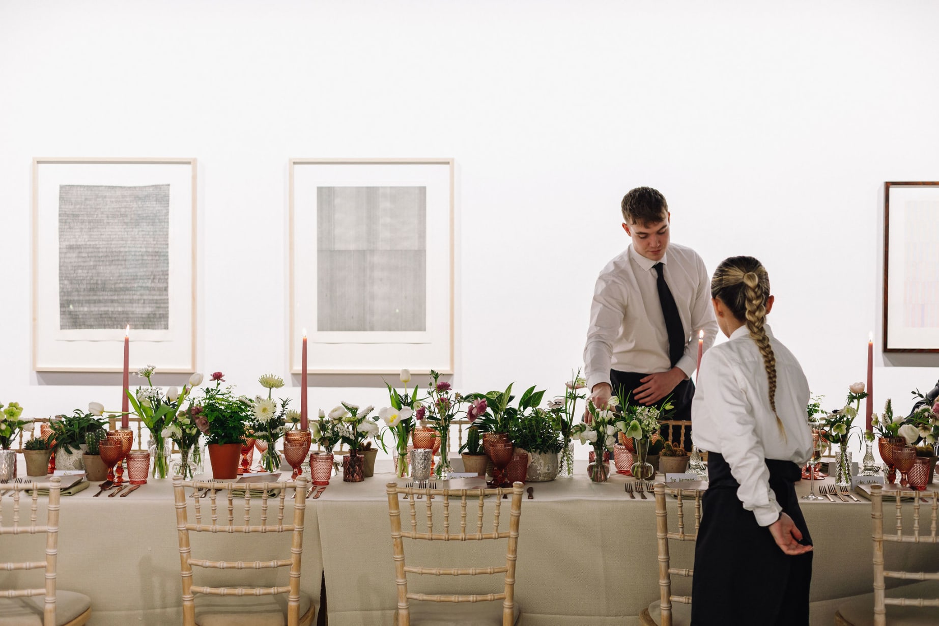 An unforgettable artist dinner for Tyler Hobbs' exhibiton Mechanical Hand, catered by Jimmy Garcia Catering at 3 Hanover Square.