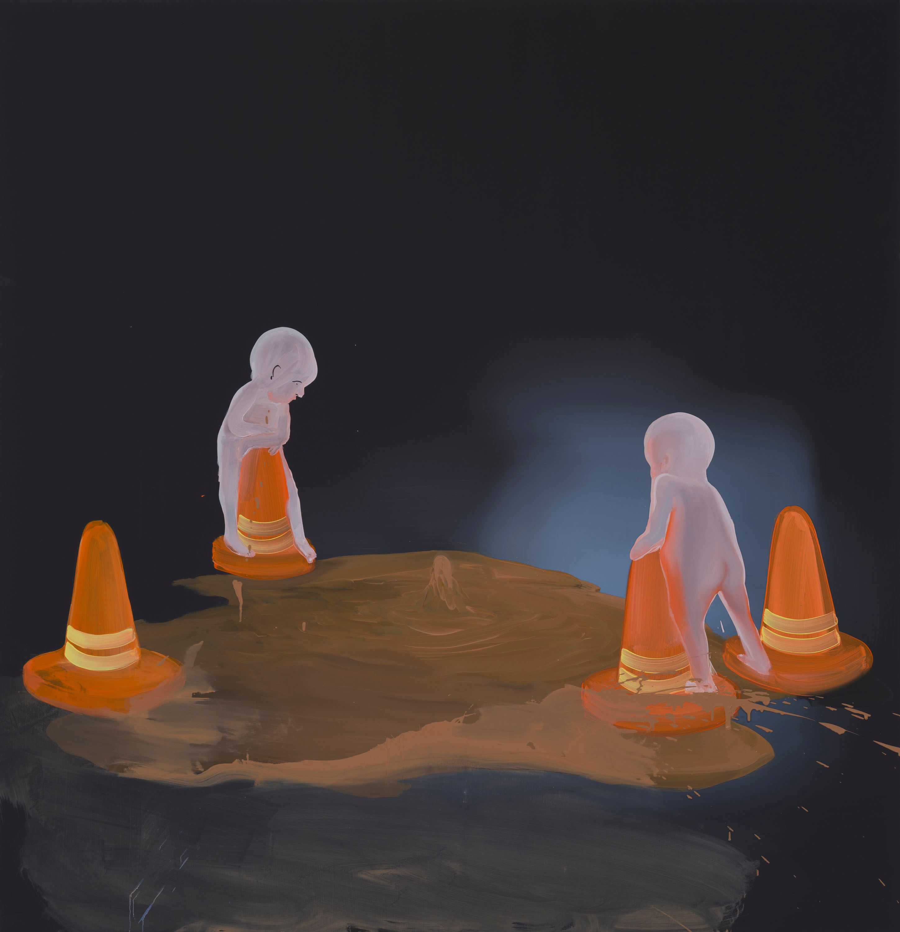 Tala Madani Shit Mom (Boundaries)2024 Oil on linen 152.4 x 147.3 x 3.8 cm 60 x 58 x 1 1/2...