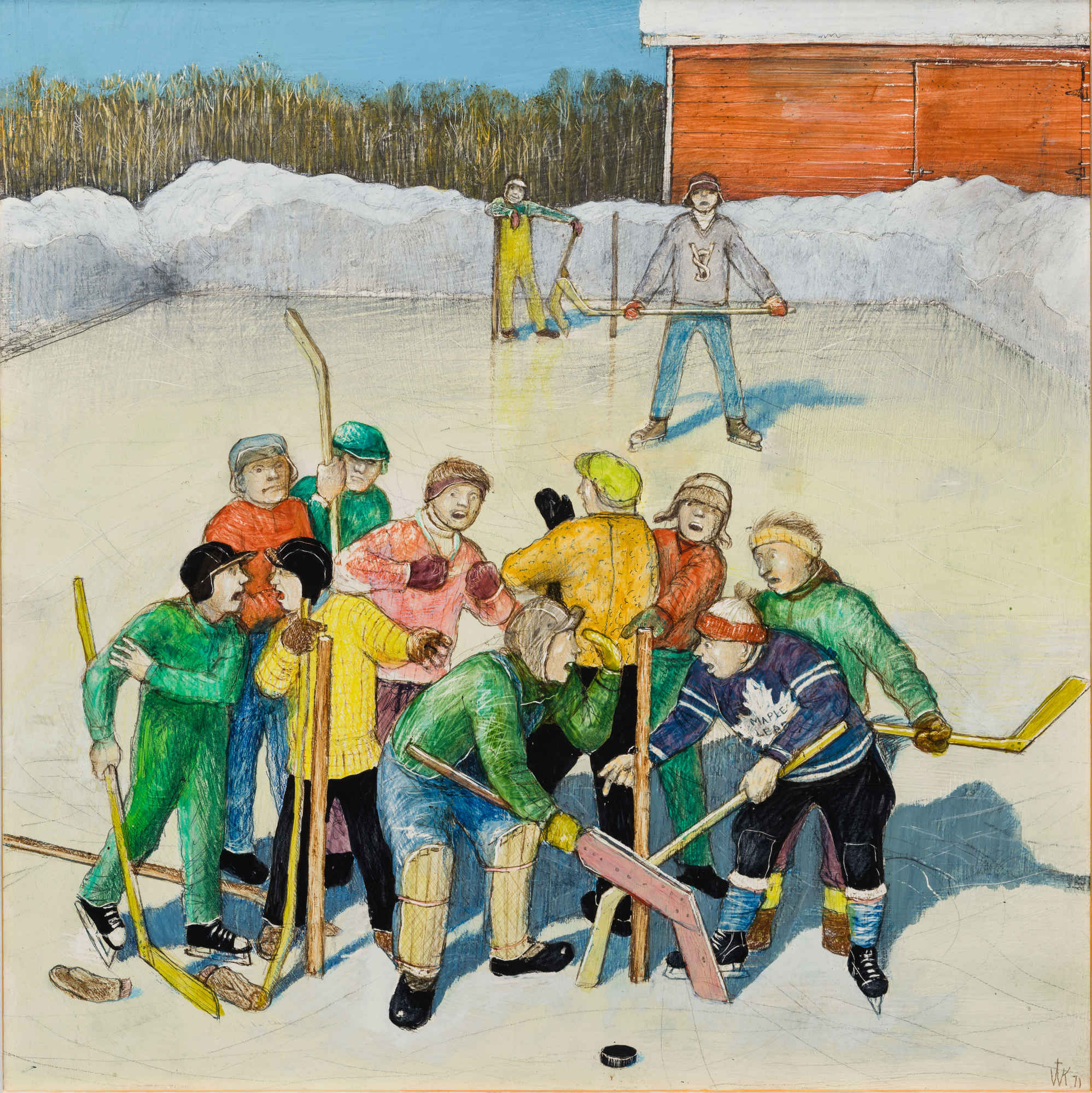 From %22A Prairie Boy's Winter%22 series %22Hockey Hassles%22