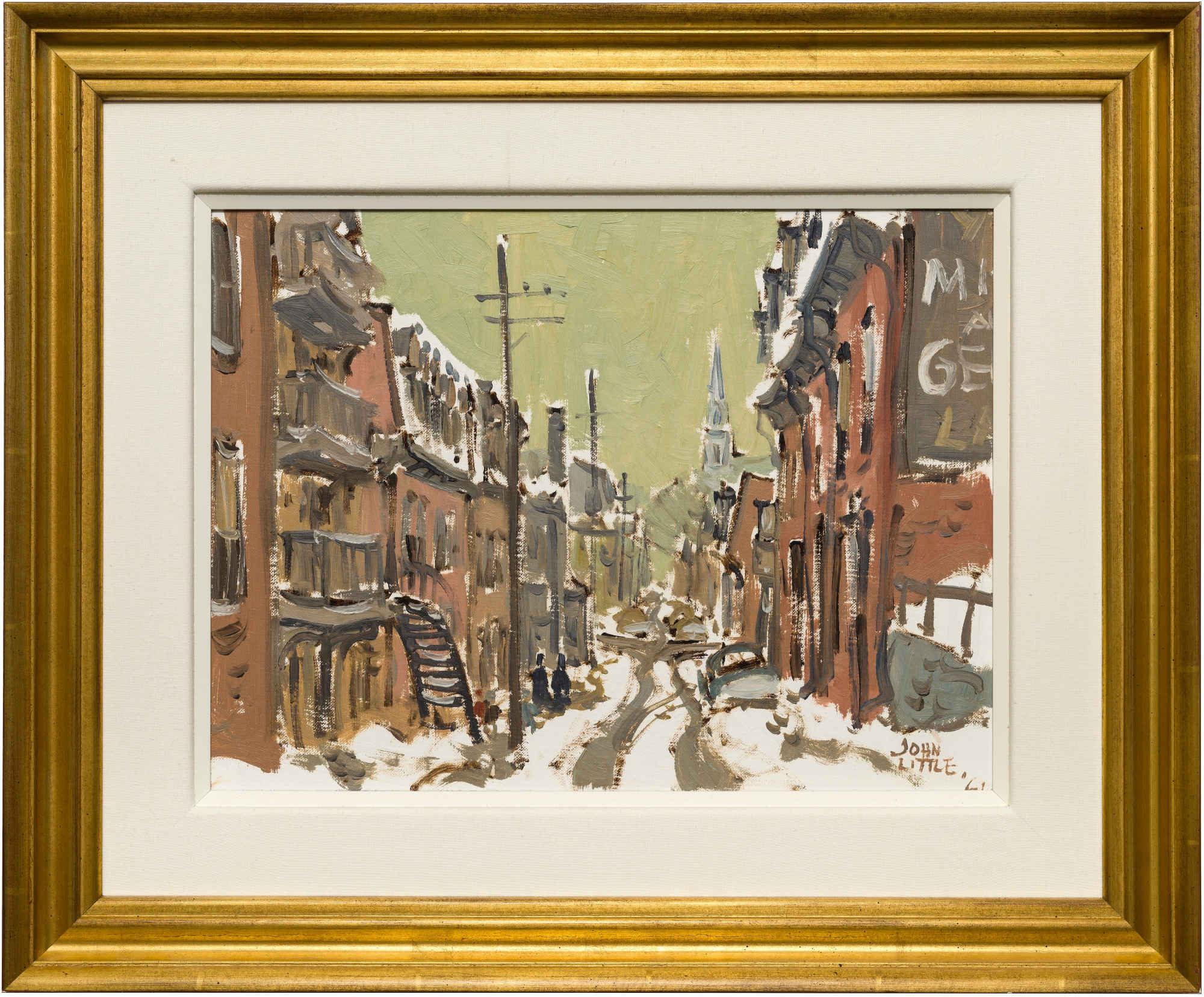 Rue de la Visitation avec Eglise St-Pierre, Montreal