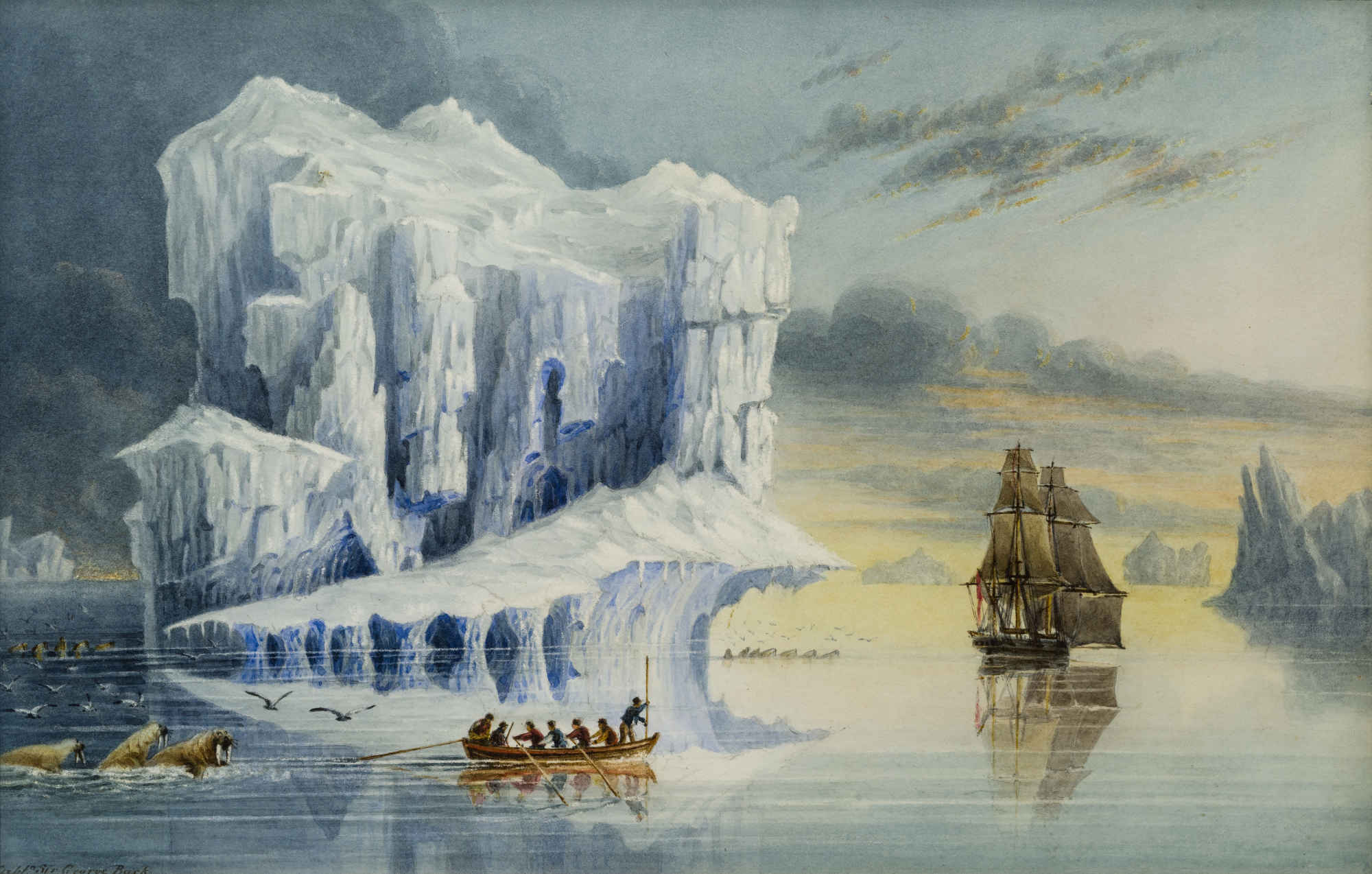Icebergs at the Entrance of Hudson's Strait, with M.S. Discovery Ship Terror
