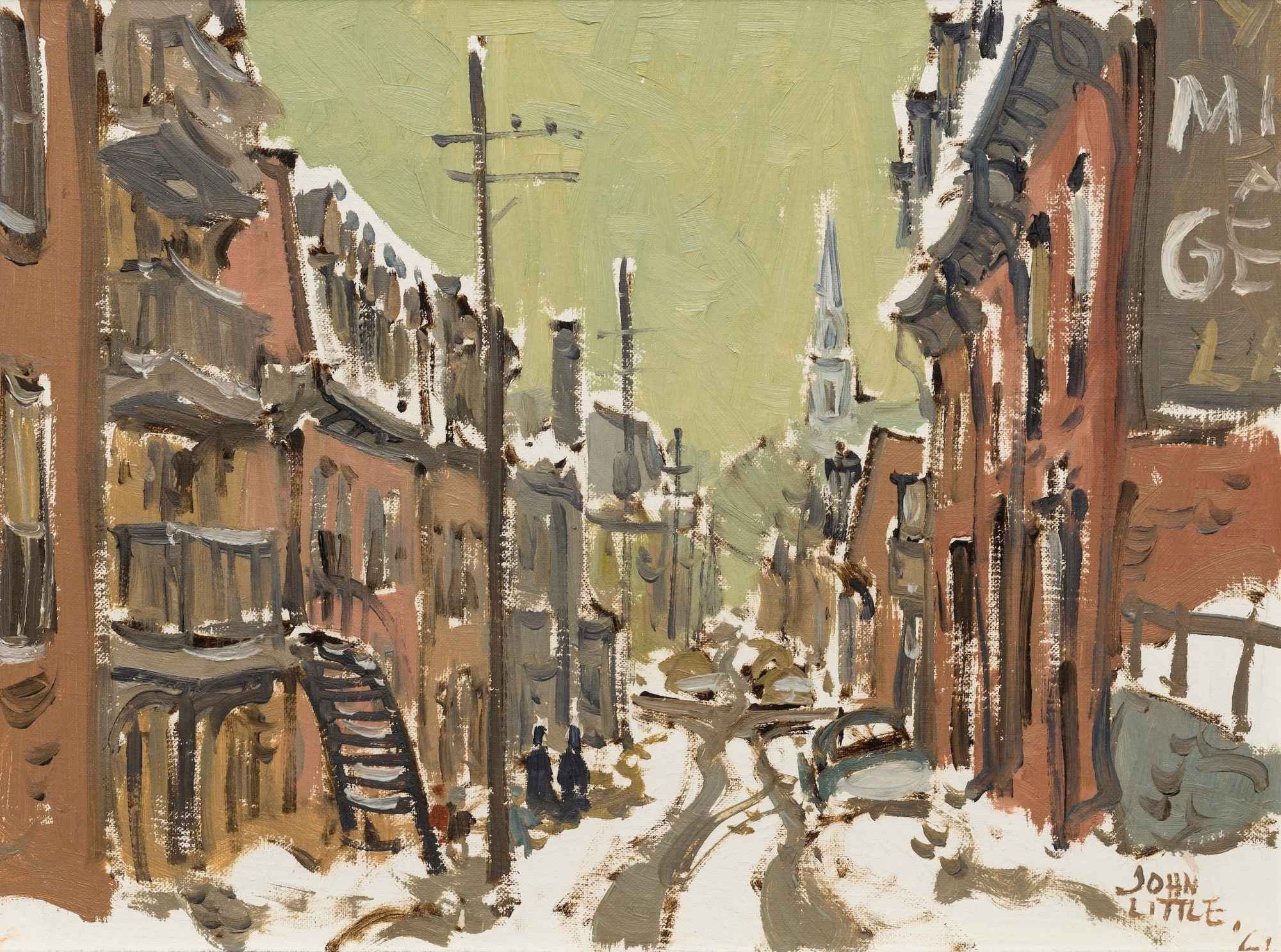 Rue de la Visitation avec Eglise St-Pierre, Montreal