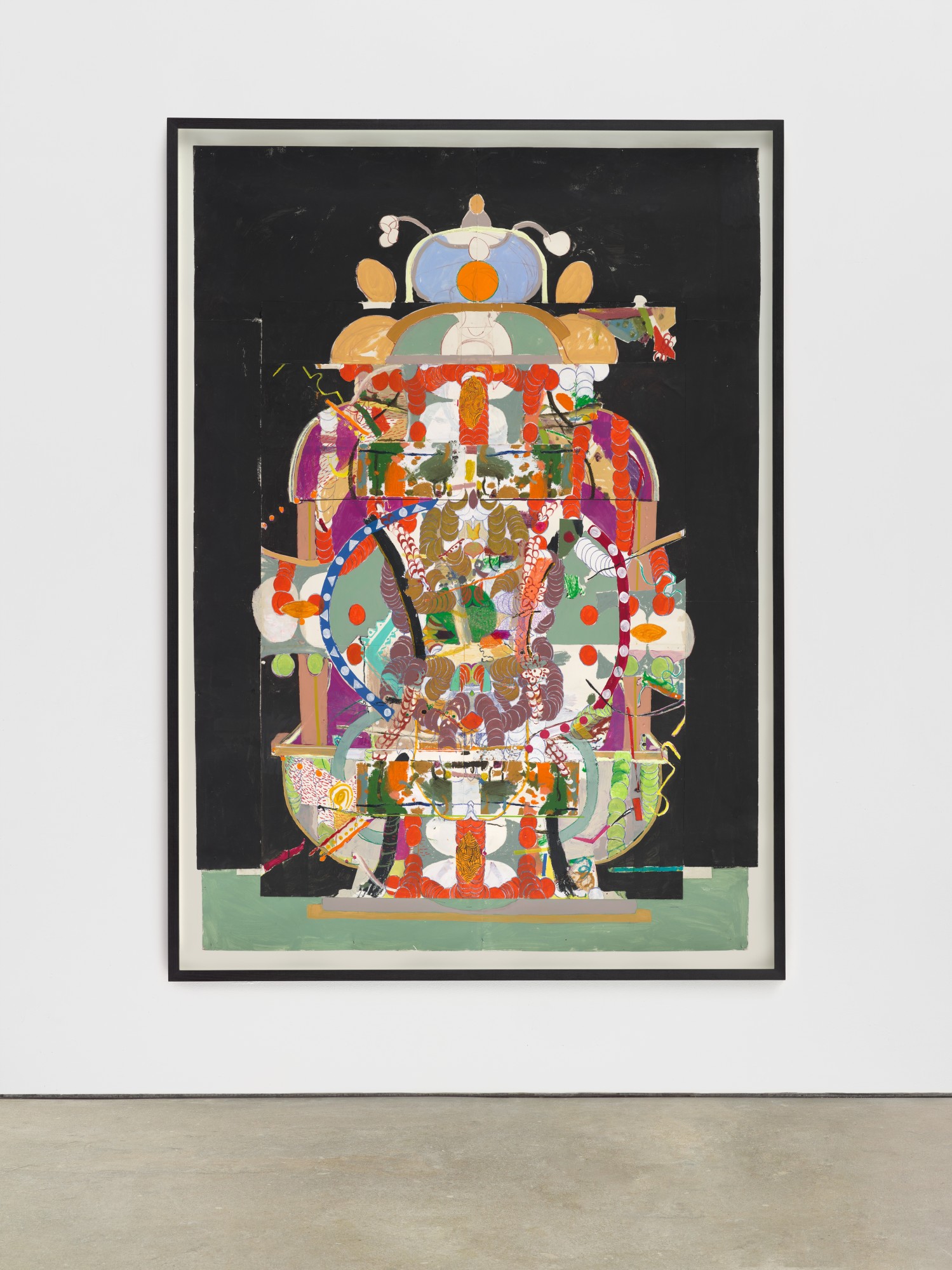 TAVOLETTO, 2013 acrylic and oil stick on collaged paper 215 × 150 cm (84¾ × 59 in)