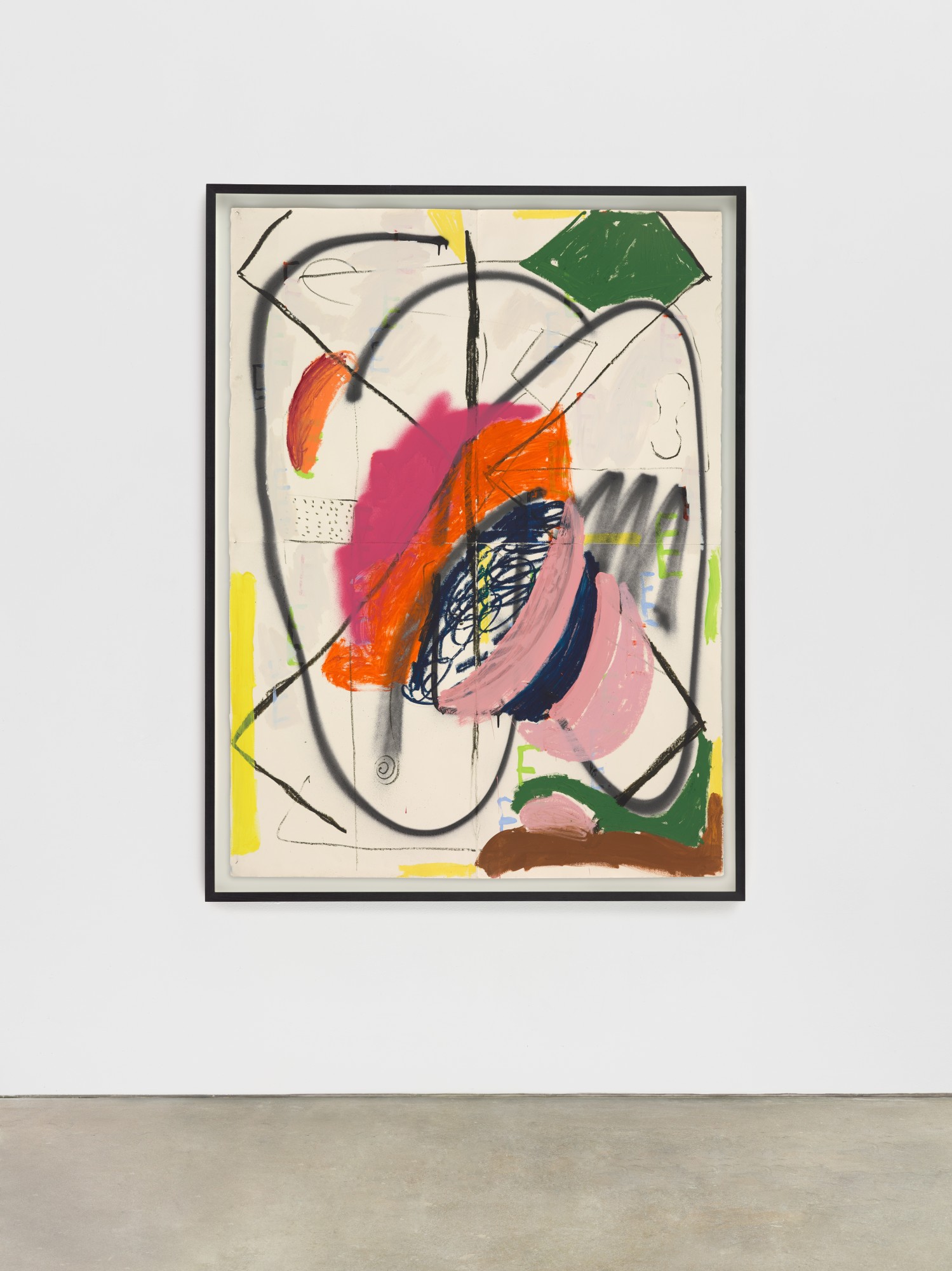 TRUMPET FLOWER, 2017 oil stick, acrylic and spray paint on paper 154 × 114 cm (60¾ × 44¾ in)