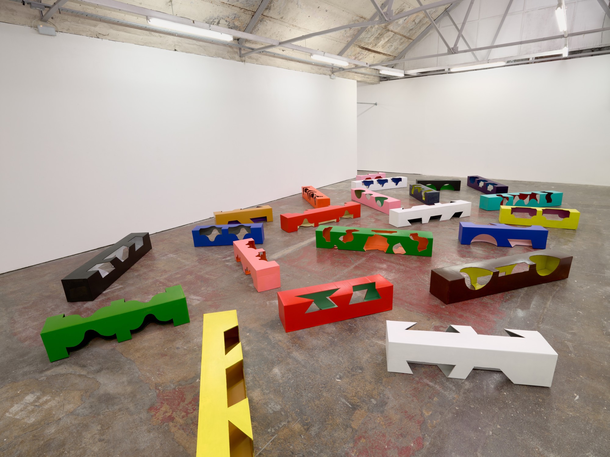 HIGH FOLLY, 2020/21 22 reconfigurable sculptures cardboard, paper tape, raw pigment and acrylic medium