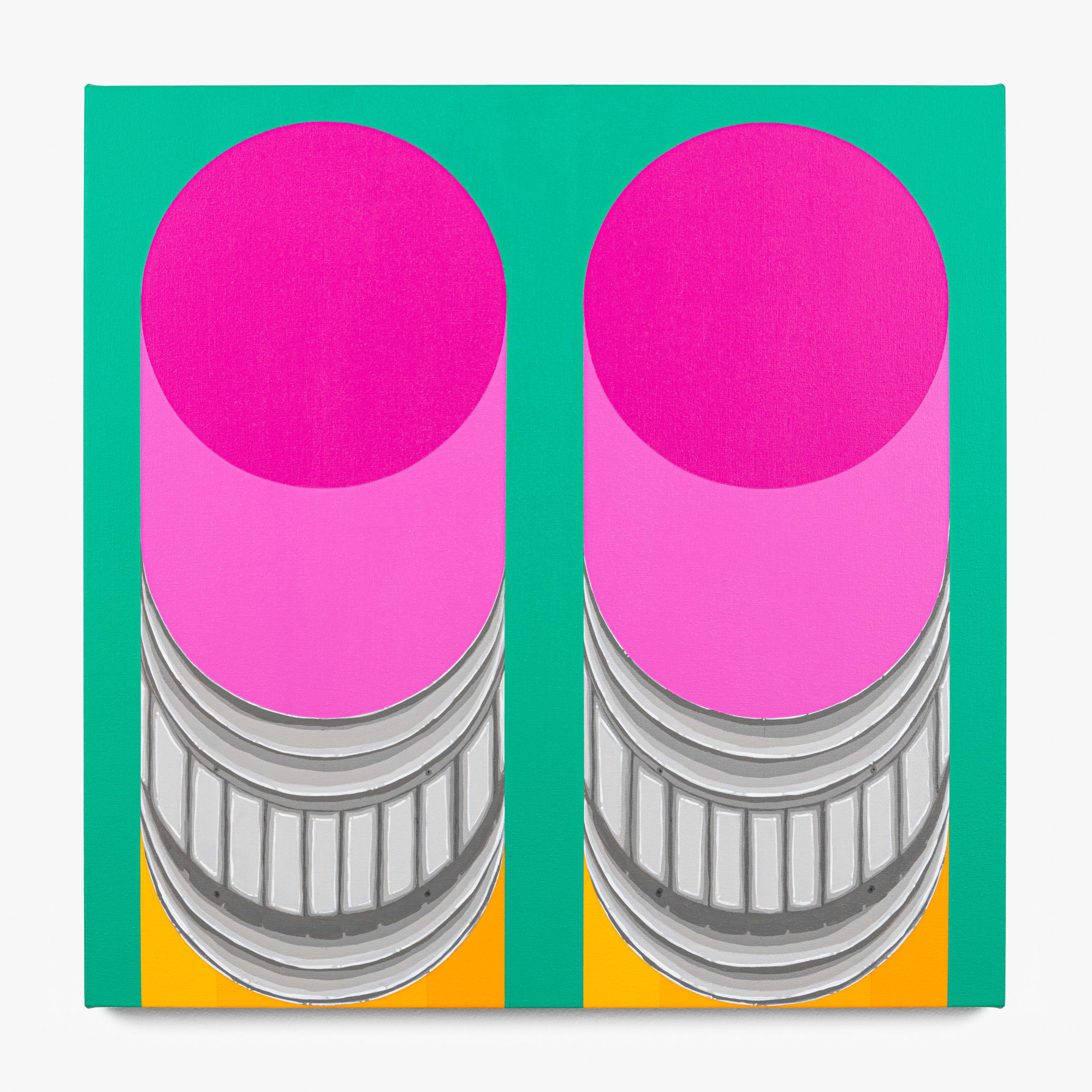 Shawn Powell, Two Pink Circles on a Green Background, 2024