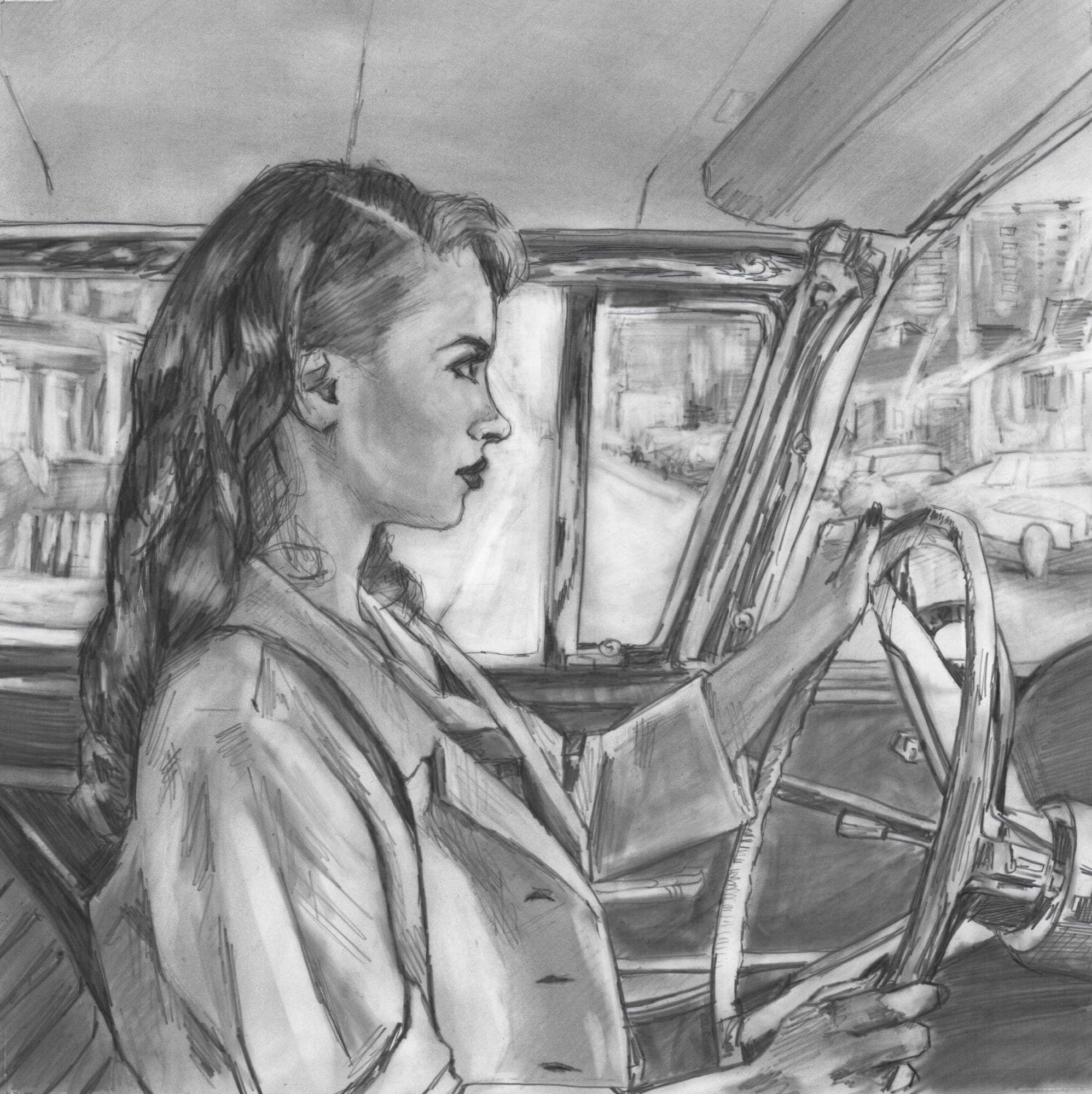 Kelly Grace, Study drawing of “Return Trip”, 2022