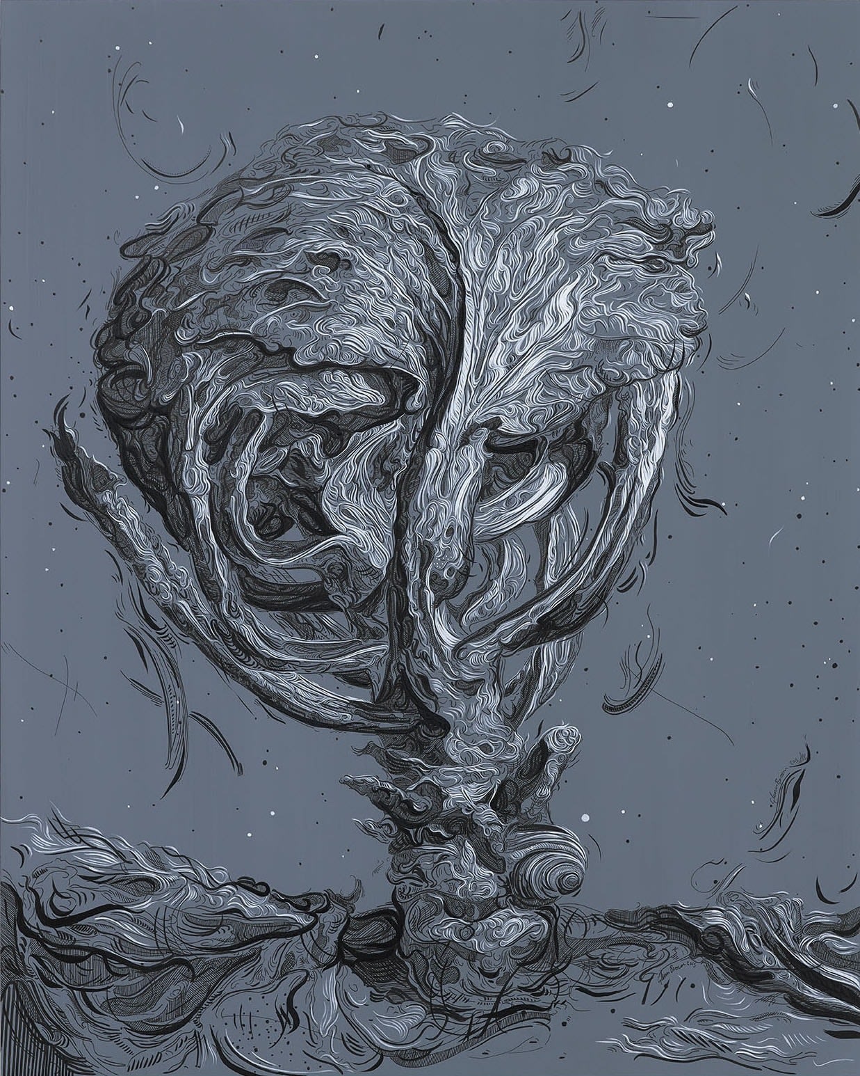 Glenn Brown, Drawing/Painting 35 (after De Heer), 2015