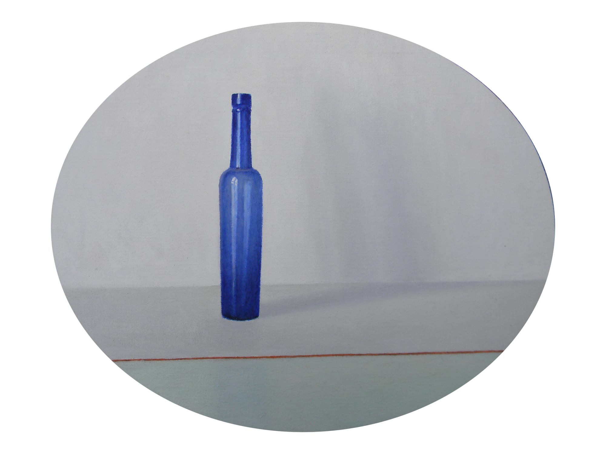 David Stubbs, Blue on grey and pink with green, oval , 2023