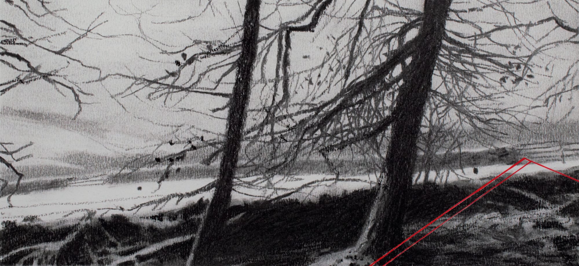 Andrew Mackenzie, Woodland Structure Variations (fleeting fragments of scattered architecture) Red 2