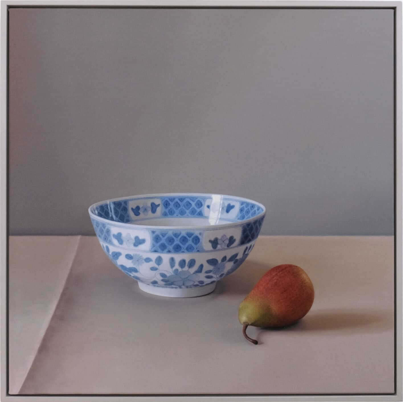 Jo Barrett, Blue and White Bowl with Pear , 2024