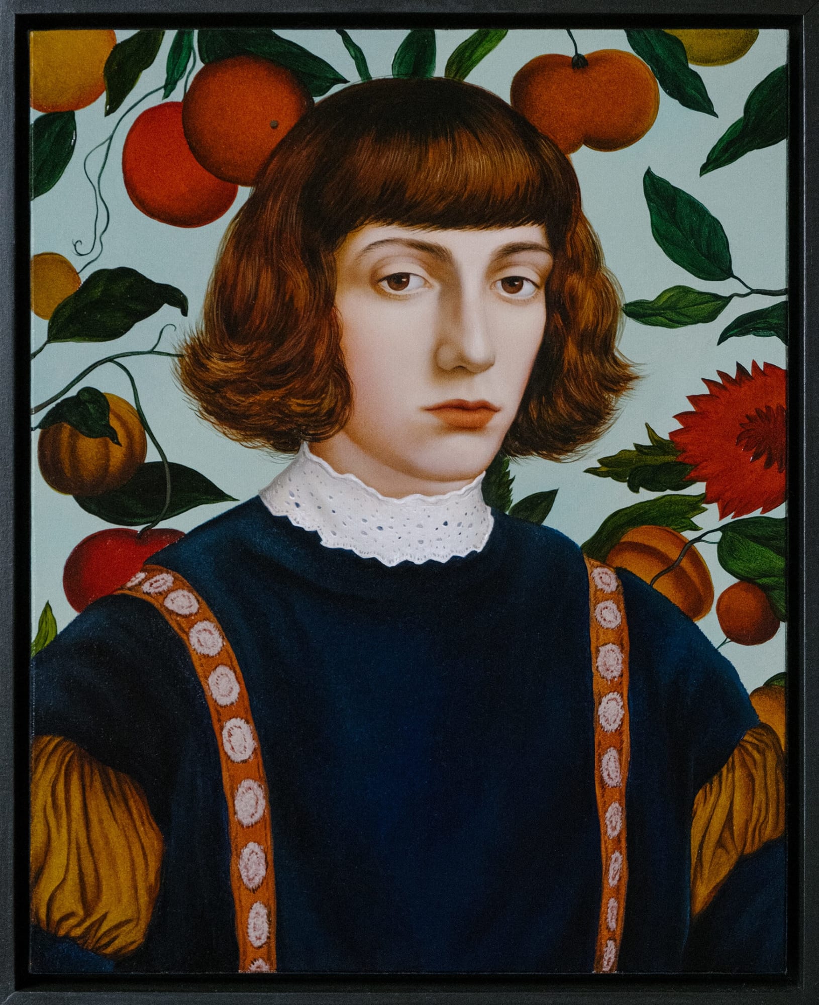 Elen Bezhen, Portrait on Turquoise Background, 2024