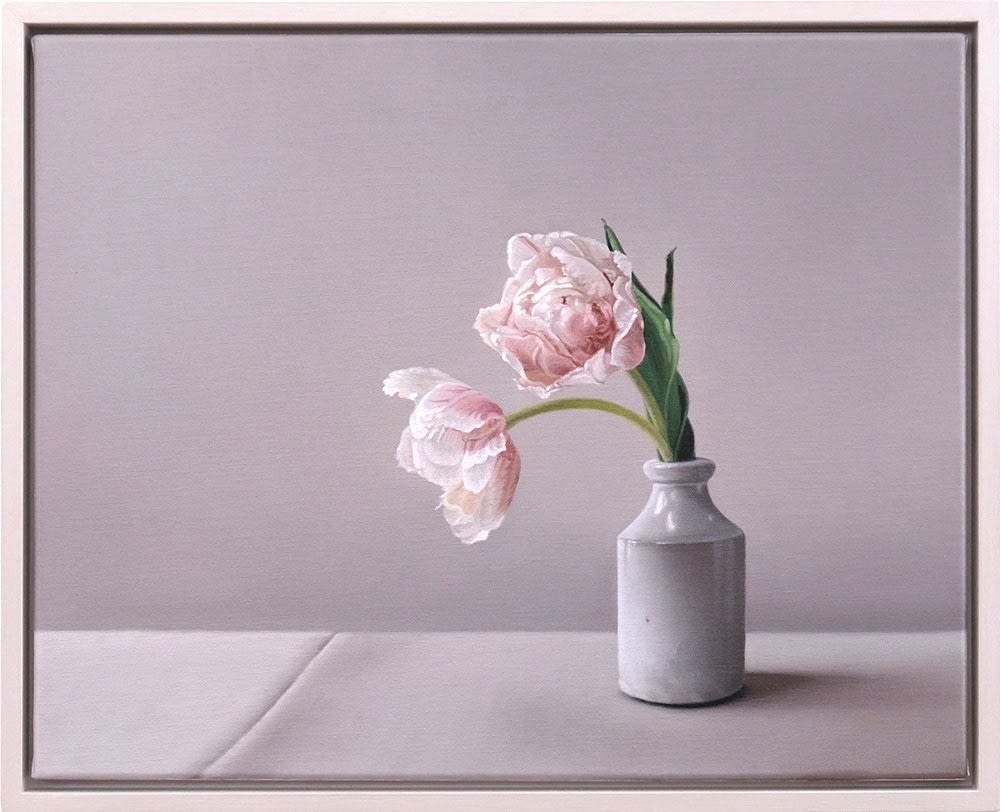 Jo Barrett, Tulips and Stoneware Bottle , 2024