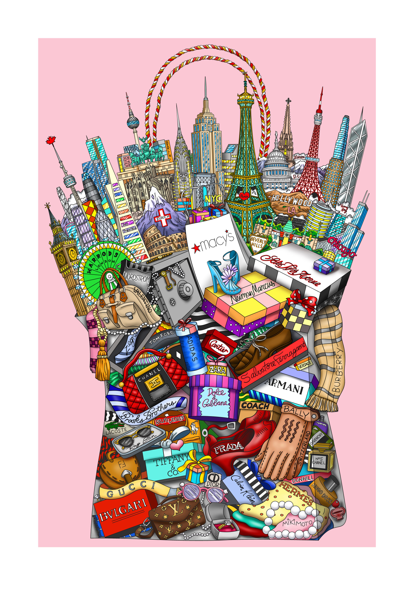 Charles Fazzino, Hey Girlfriend...Let's go shopping