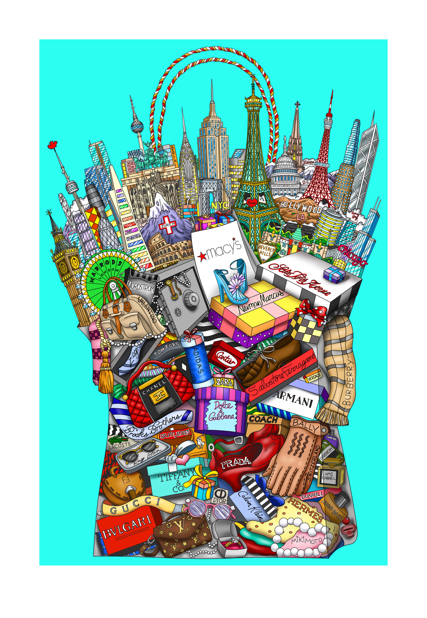 Charles Fazzino, Hey Girlfriend...Let'ss go shopping