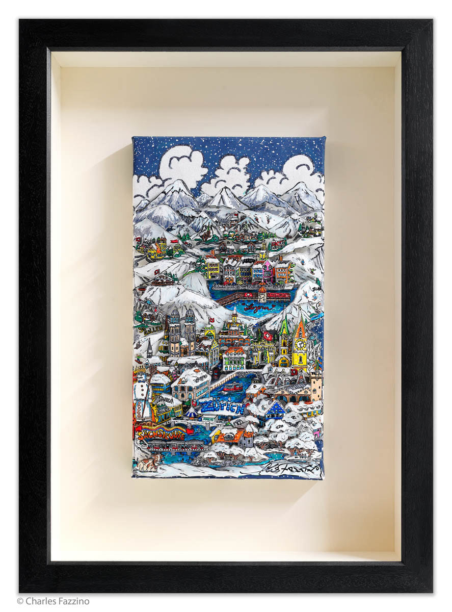 Charles Fazzino, Winter In Zurich, 2019