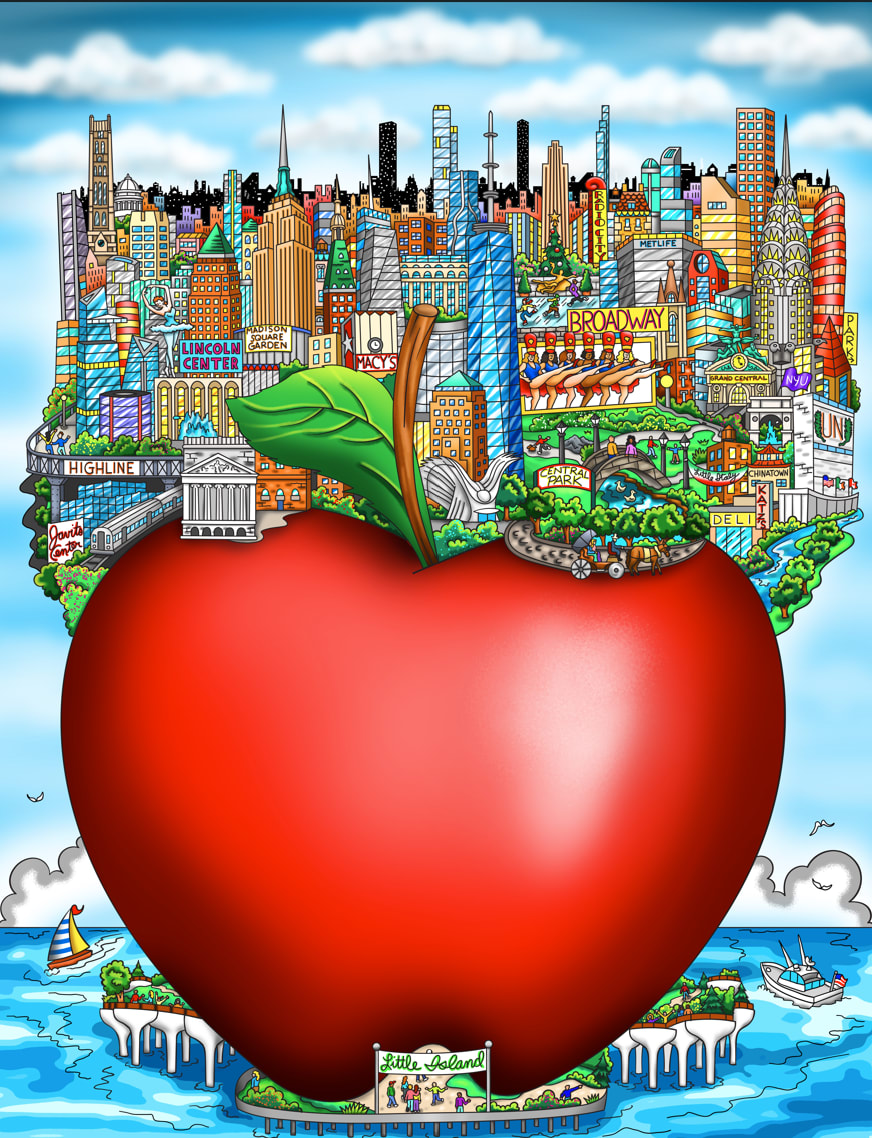 Charles Fazzino, Big Apple, Little Island