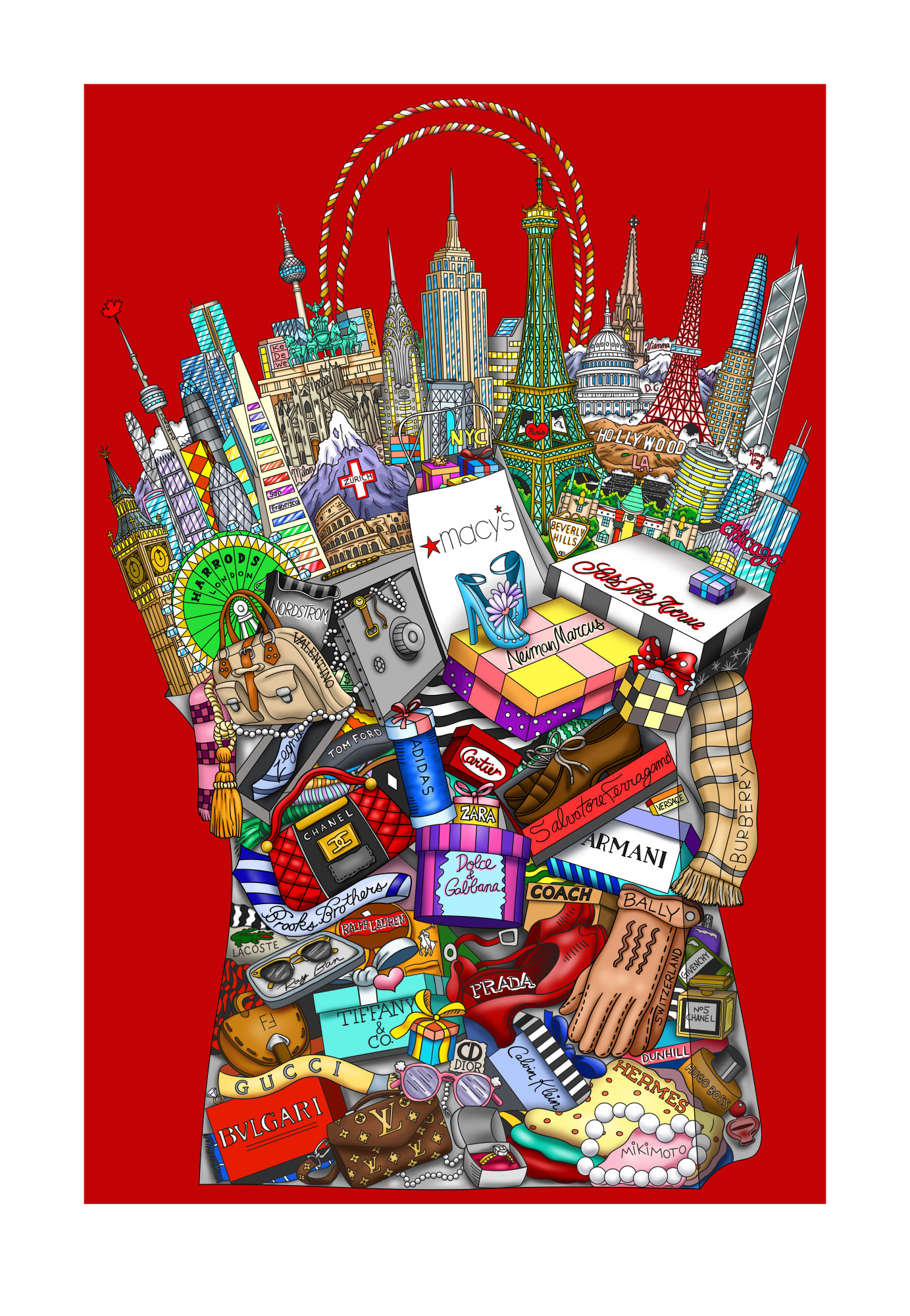 Charles Fazzino, Hey Girlfriend...Let's go shopping