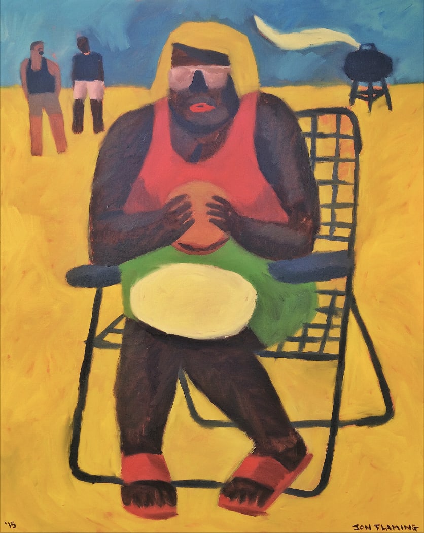 Jon Flaming, Backyard BBQ Sandwich (Girl In Lawn Chair), 2016