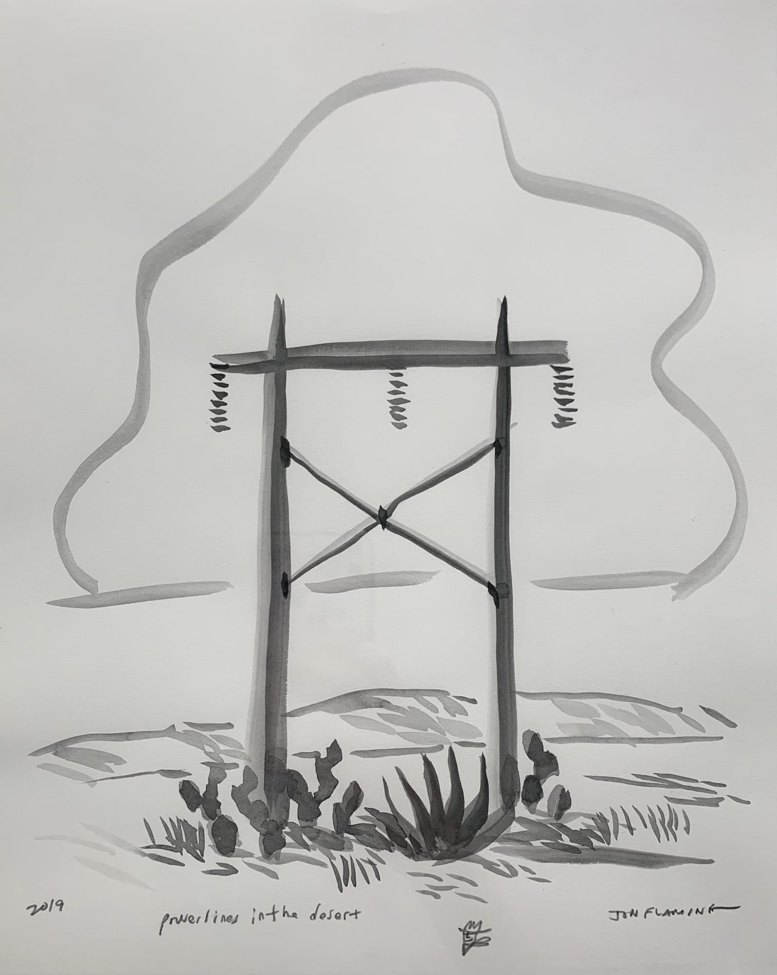 Jon Flaming, Powerlines in the Desert, 2019