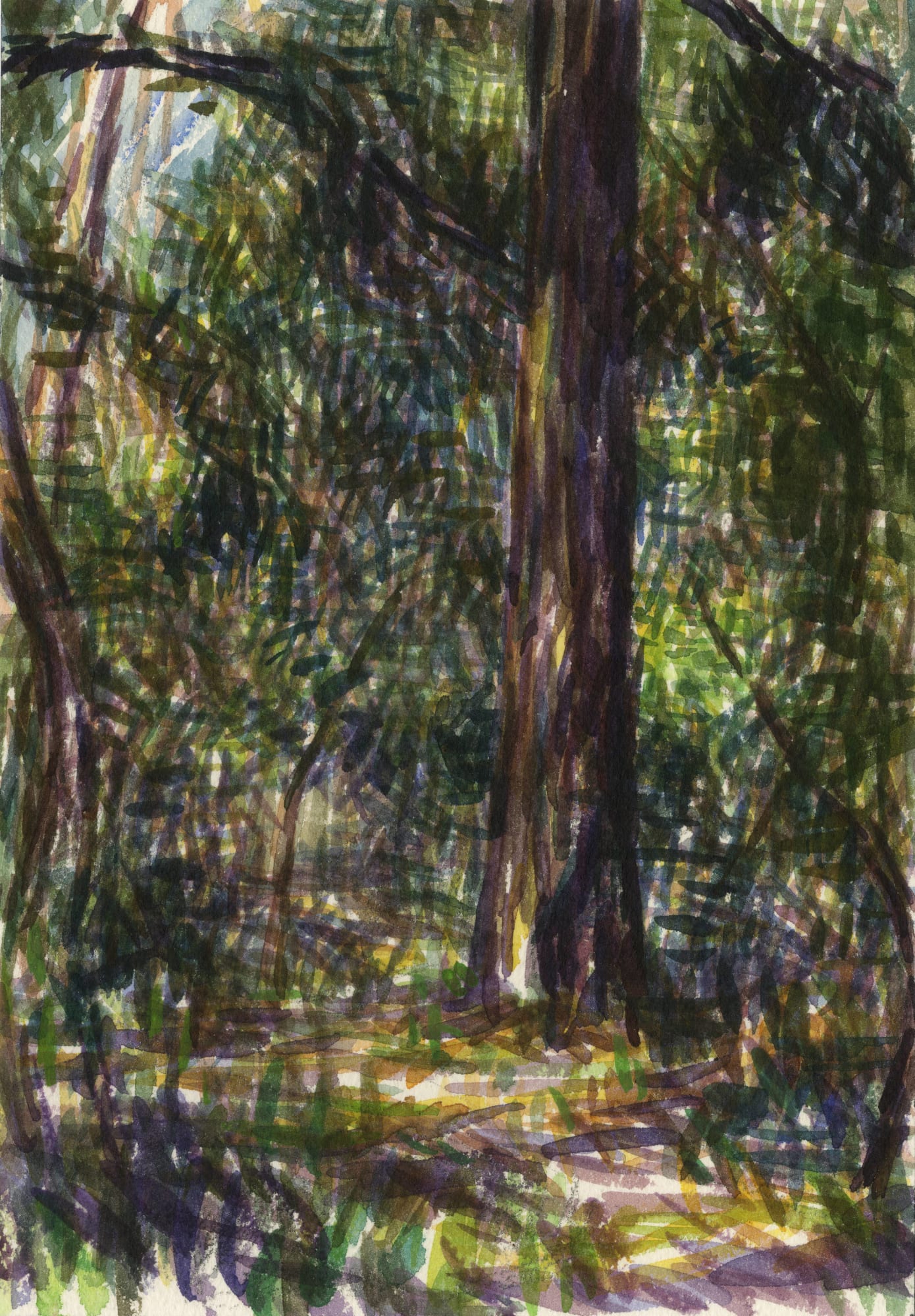 王俊 Wang Jun, 林中写生系列No.4 | Watercolor Sketching in the Forest No.4, 2019.04.06