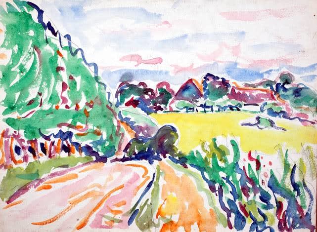 Ernst Ludwig Kirchner (1880-1938), Landschaft mit Bäumen (Landscape with Trees) Recto / Wge und Bäume (Paths with Trees) Verso, 1907