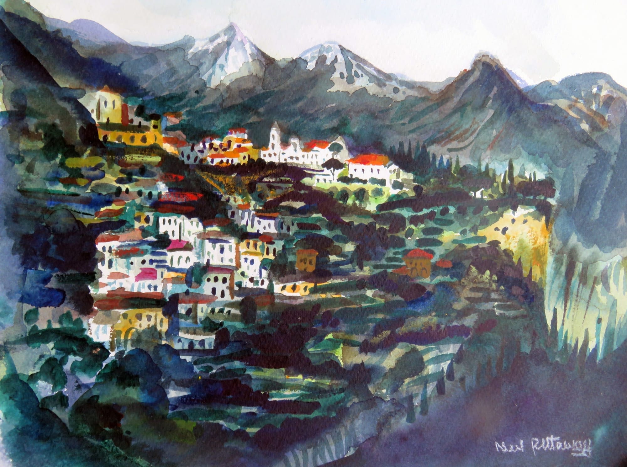 Neil Pittaway RWS RE, View of Scala and Ravello, Amalfi Coast, Italy ...