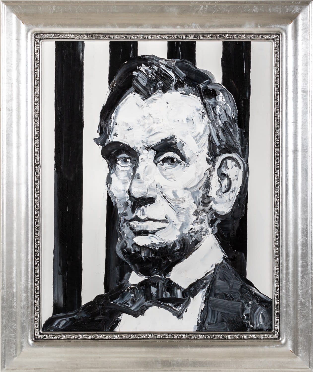 Hunt Slonem, "Abraham Lincoln Black & White", 2021