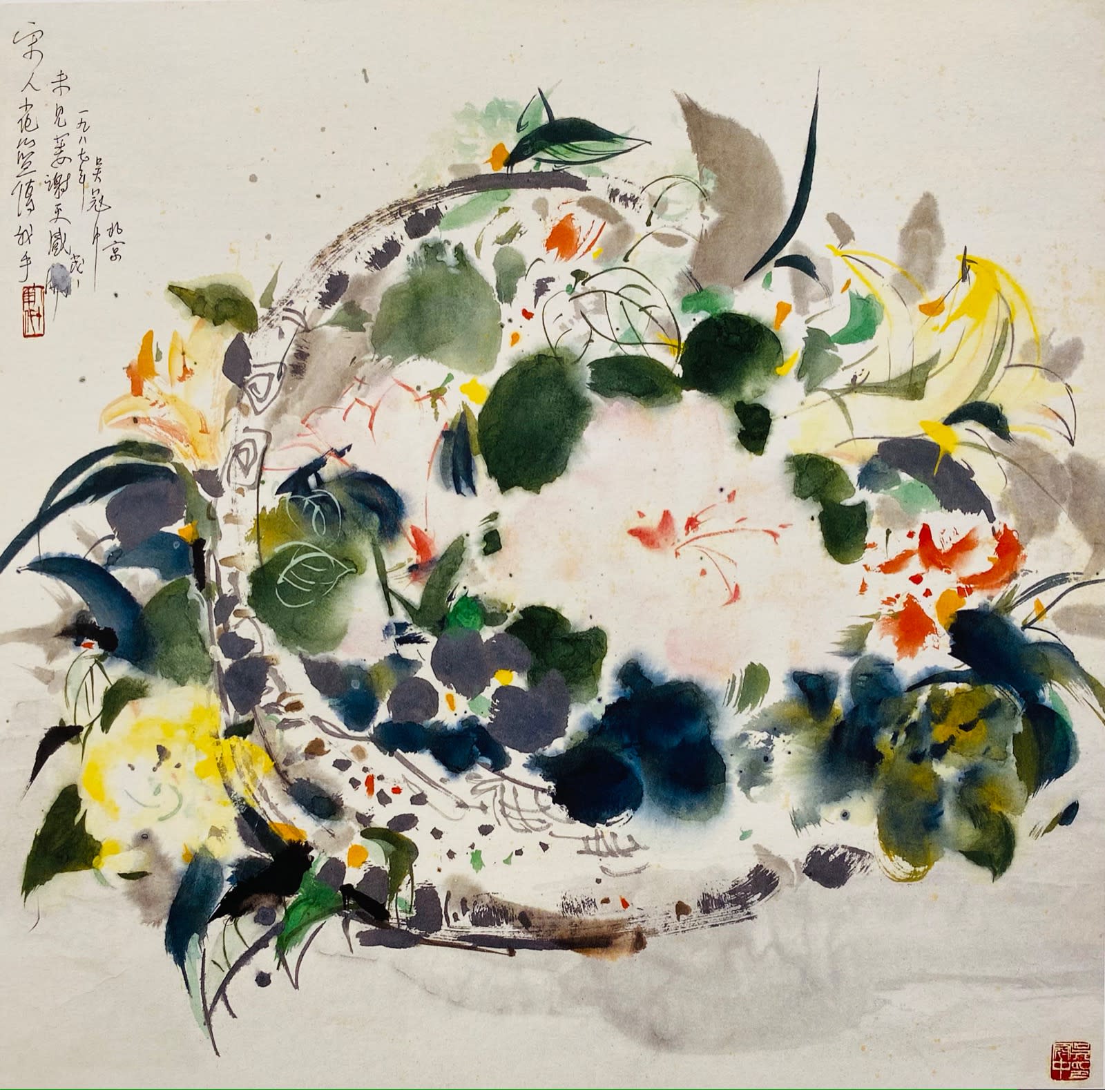 Wu Guanzhong 吳冠中, An Imitation of the Song Dynasty Flower Basket 仿宋人花籃 ...