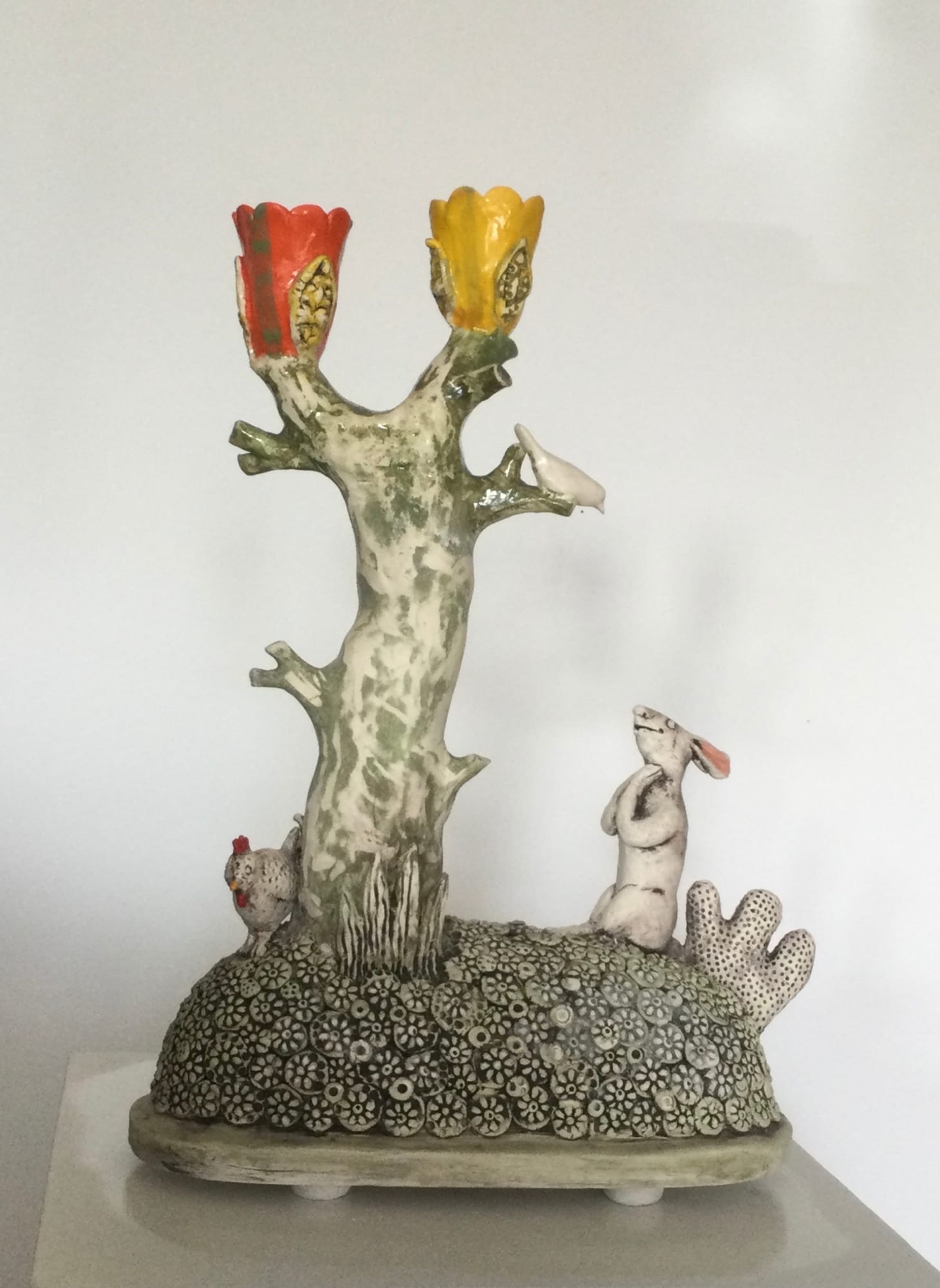 Laurance Simon, Rabbit and Hen Candleholder