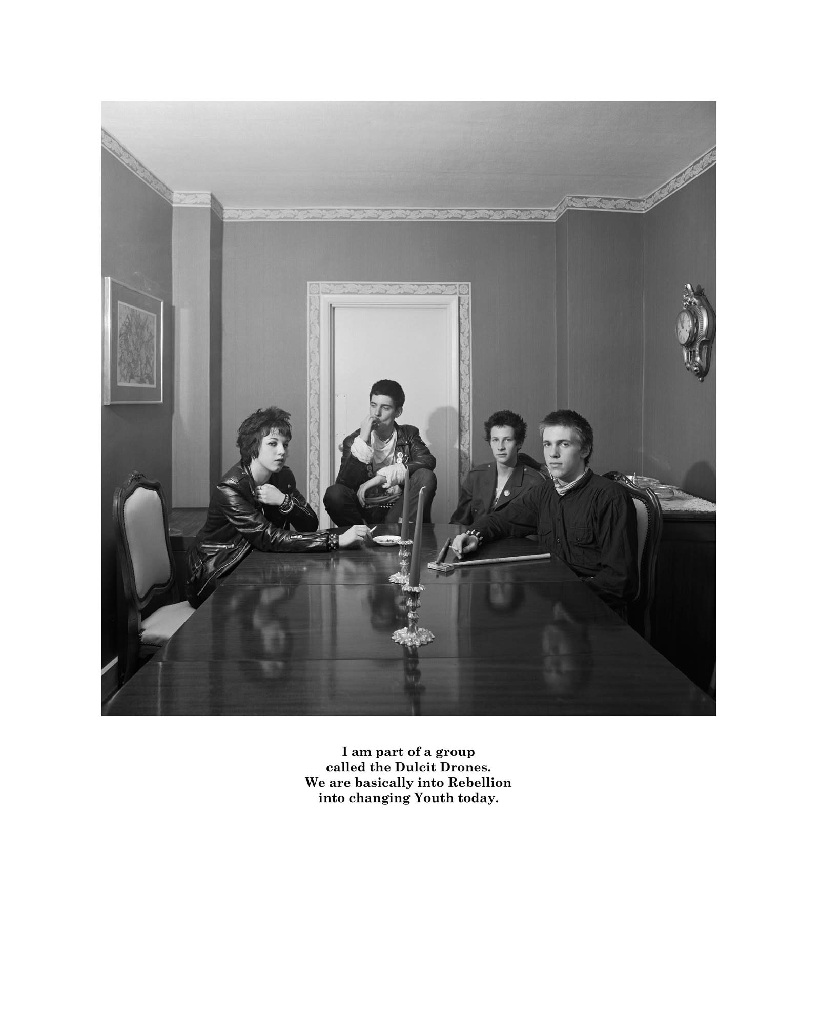 Karen Knorr, Belgravia (I am part of a group called the Dulcit Drones), 1979