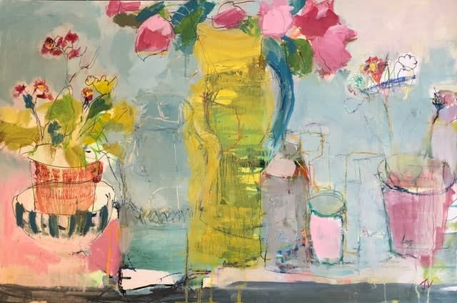 Jo Vollers, Primulas with Yellow Jug
