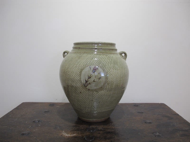 WILLIAM PLUMPTRE, Lugged vase with inlaid slip and wood-ash glaze
