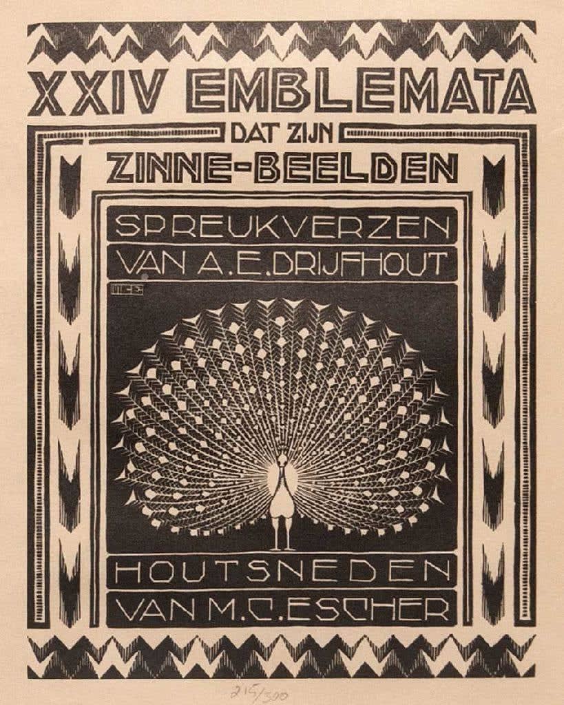 M.C. Escher, First title page, from Emblemata, 1932
