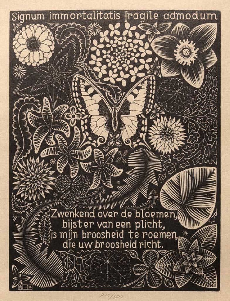 M.C. Escher, Butterfly, from Emblemata XIX, 1931