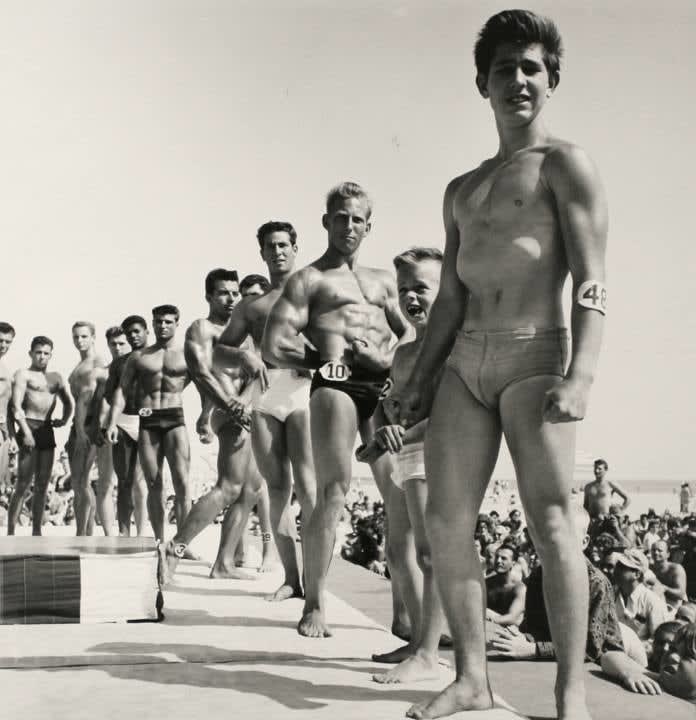 Larry Silver, Contestants, Muscle Beach Santa Monica, CA, 1954, printed later
