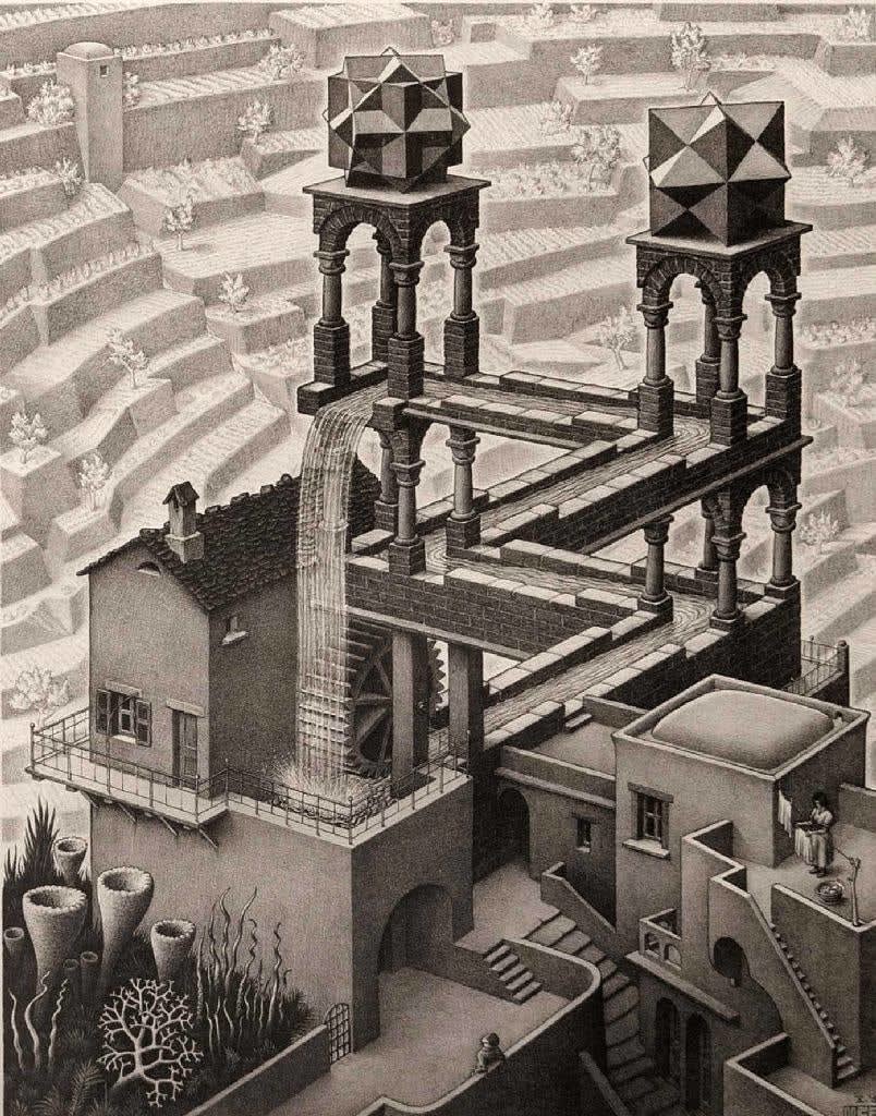 M.C. Escher, Waterfall, 1961