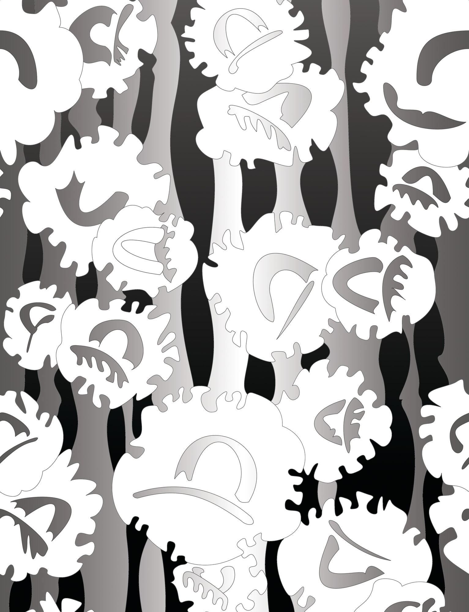 Aaron Pexa, Poppies Wallpaper: Black and White, 2020