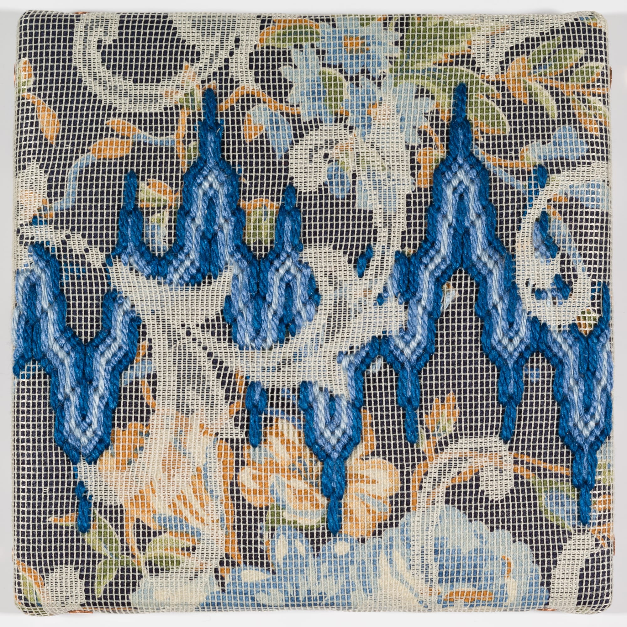 Cecilia Charlton, Triple-layer gather-gusset [blue Jacobean spires], 2020