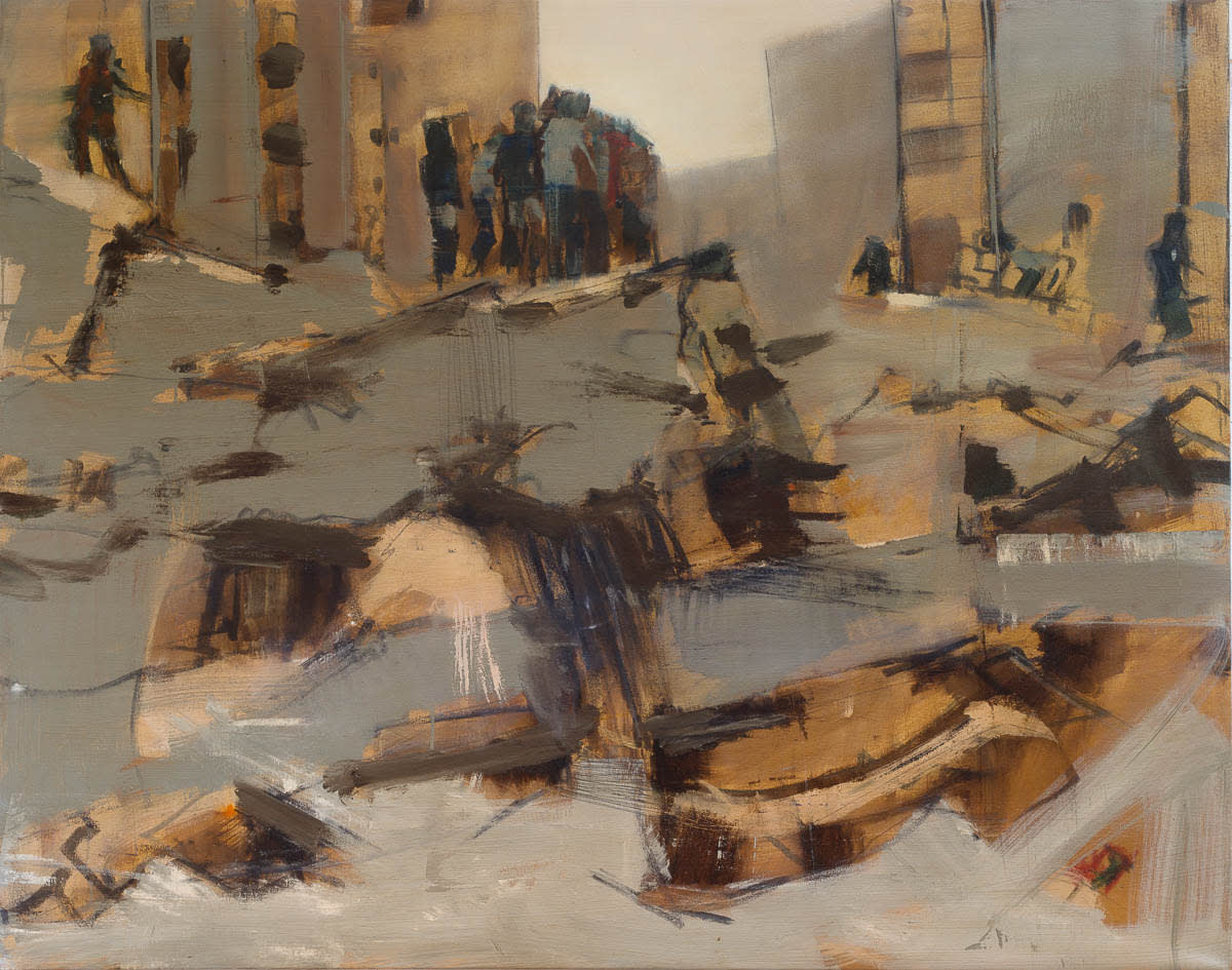 Pippa Blake, The trajectories of rhetoric and falling brick, 2012